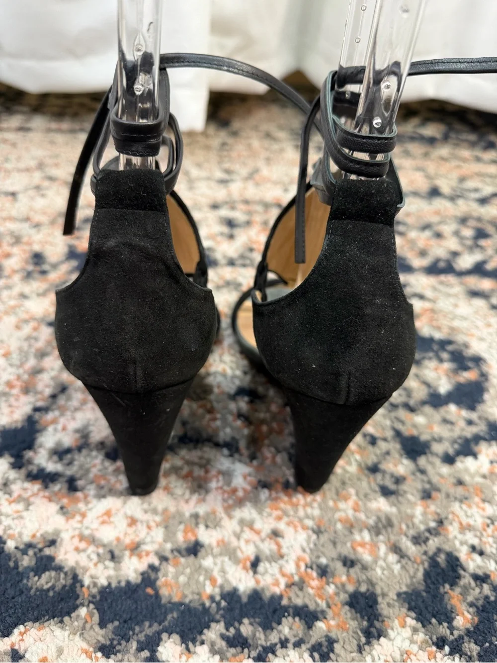 Hoss Intropia Black Suede Leather Lace-Up Wedge Sandals Heels Size 8